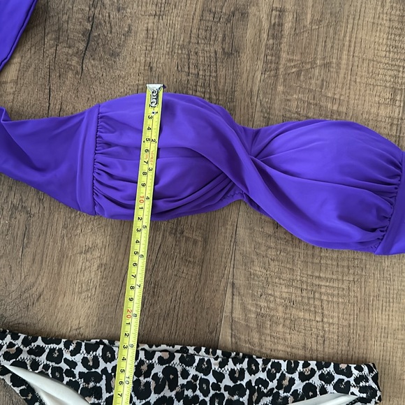Size Small bikini top and bottoms Xhilaration leopard bottoms & ABS purple top - Picture 8 of 10